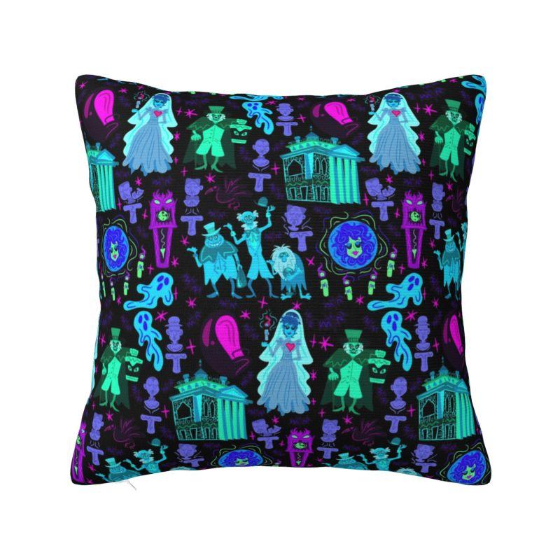 

Custom Happy Haunts Haunted Mansion Cushion Cover 45*45 cm Halloween Ghost Monster Throw Pillow Case Home Decor Sofa Pillowcase 30x30cm 12x12in