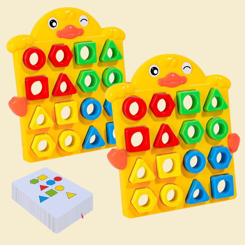 Montessori Spielzeug für Kinder 3D Holzpuzzles für Kinder von 3 bis 6 Jahren DIY Geometrische Formen Farbzuordnung Lern-Lernspiel