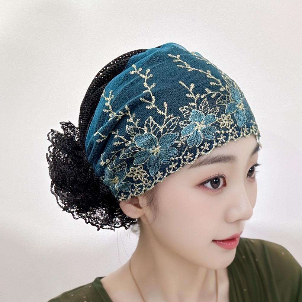 Flower Embroidery Headscarf Full Cover Headband Cap New Postpartum Cap  Women