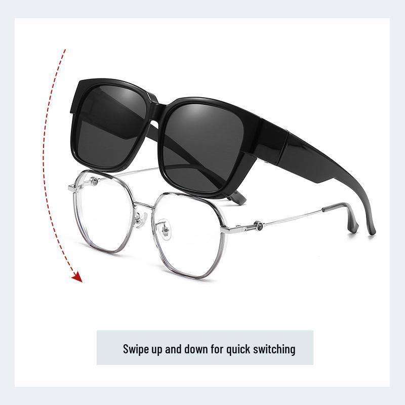 Luxury TR90 Square Frame Polarized Sunglasses - Unisex One-Piece, Dual-Use