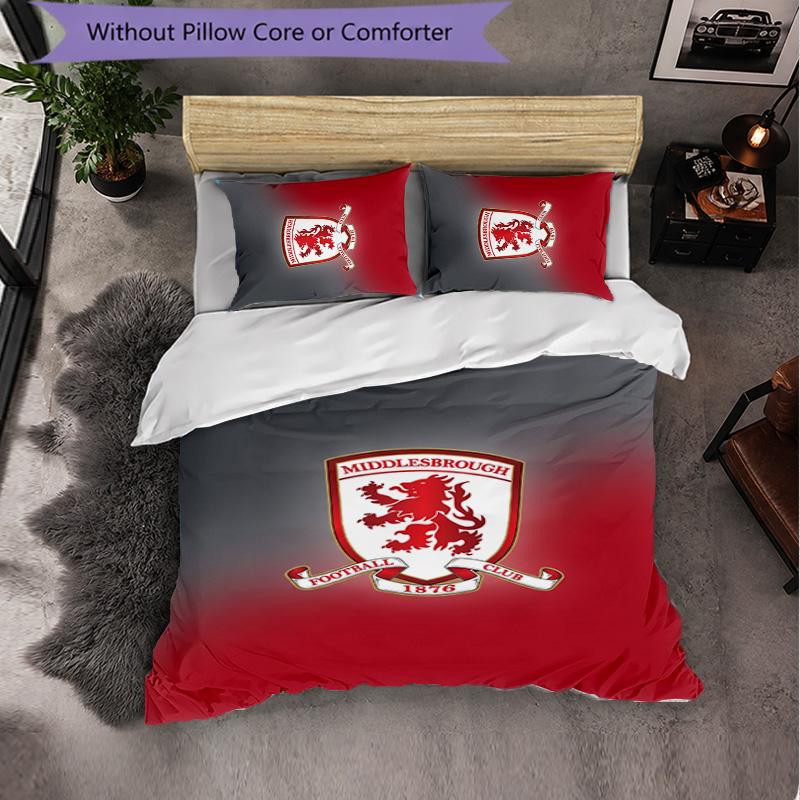 Biancheria da letto a tema Middlesbrough FC Set 3 Pezzi Copripiumino Biancheria da letto Decorativa per Camera Adolescenti Decorazione Casa