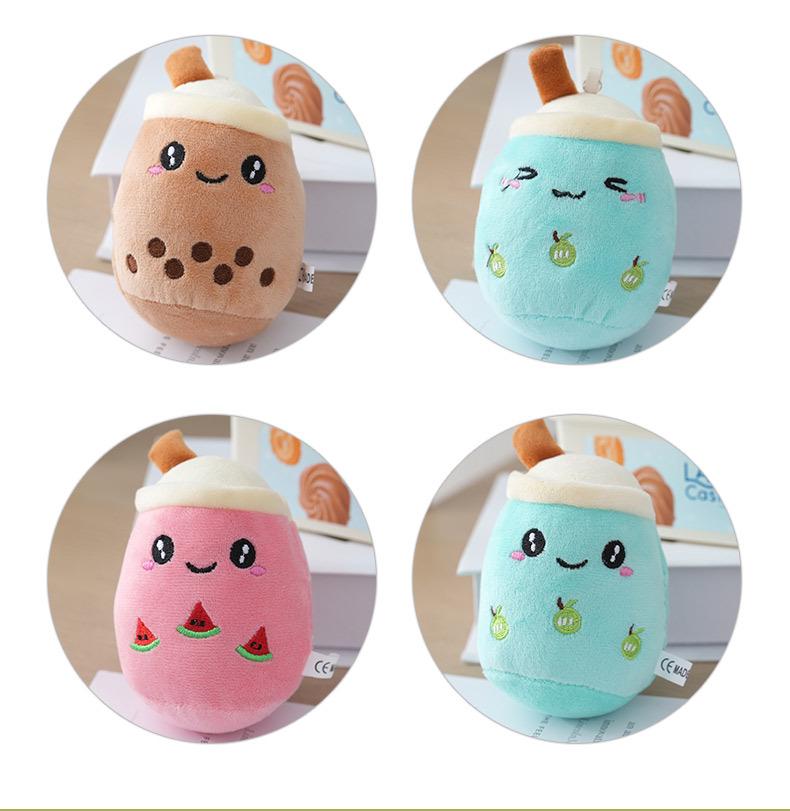 Fruit Pearl Milk Tea Plush Keychain - Cute Doll Bag Ornament Gift