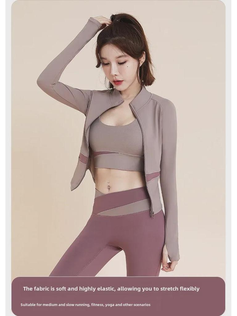 Women's Yoga Fitness Sportswear Set - Yoga Tops & Running Suits with Sun Protection.