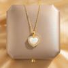 Romantic Iridescent Heart Pendant Necklace - Gold Plated Stainless Steel Zircon Halo Collarbone Chain for Women