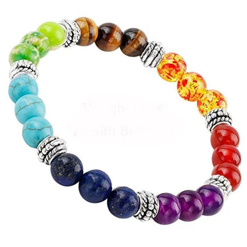 

Vibrant 7 Chakras Handmade Rainbow Bead Charm Bracelet For Weight Loss And Health