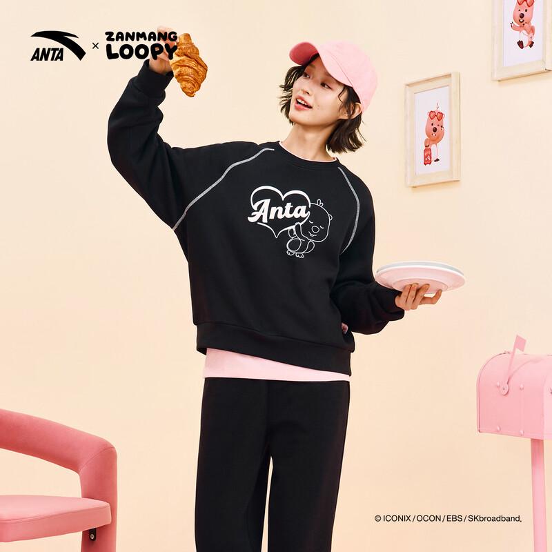 Anta x LOOPY Women s Fleece-Lined Crewneck Sweatshirt M
