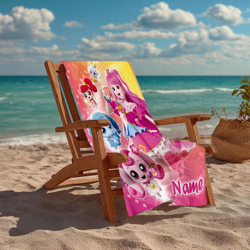 Custom Name Ultra-Soft Beach Towel with Twinkle Catch Teenieping Theme,Ideal for Pool - Camping, Diving - Perfect Travel Essential, Vibrant Beach Towe