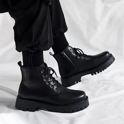Mode Schwarz High Top Herren Freizeitschuhe Runde Zehenpartie Klassisch Originalschuhwerk Angebot Herren Lederschuhe Qualität Mode Neu in Rindsleder Pu