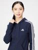 Adidas Essentials Single Jersey Legend Size 3-Stripes Full-Zip Hoodie, Women's, 28853, Ink/White (H07839), J/M
