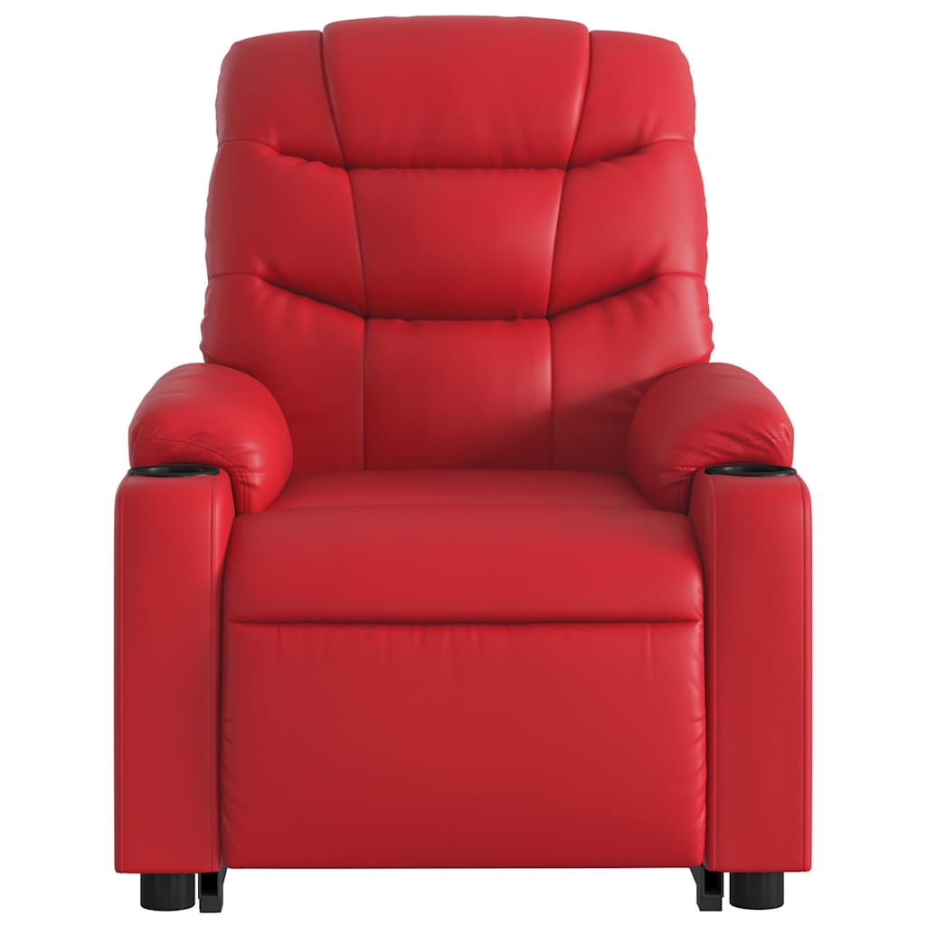 Recliner Chair with Lift Assistance Electric Red Faux Leather