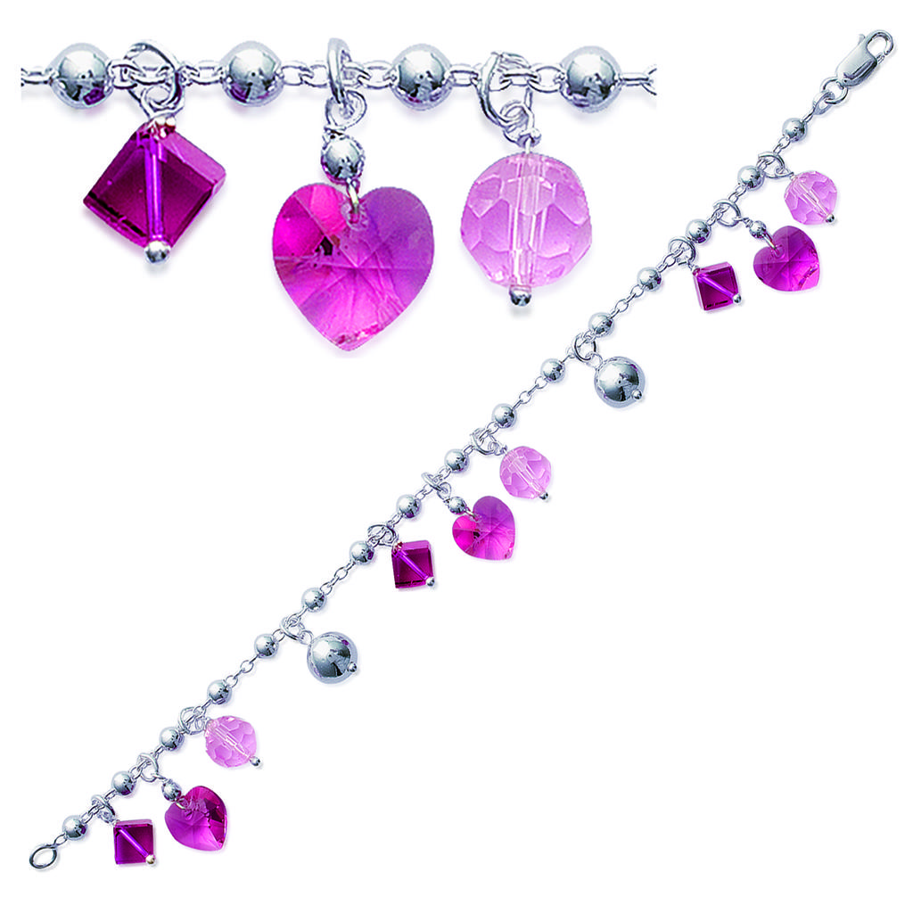 Les Trésors De Lily [D1378] - Bracelet Argent 'Chant d'Amour' Rose argenté - 18 mm