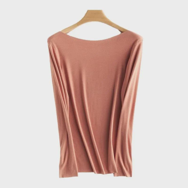 Autumn/Winter Slim Fit German Velvet Thermal Pullover - Solid Color Long Sleeve Round Neck Top