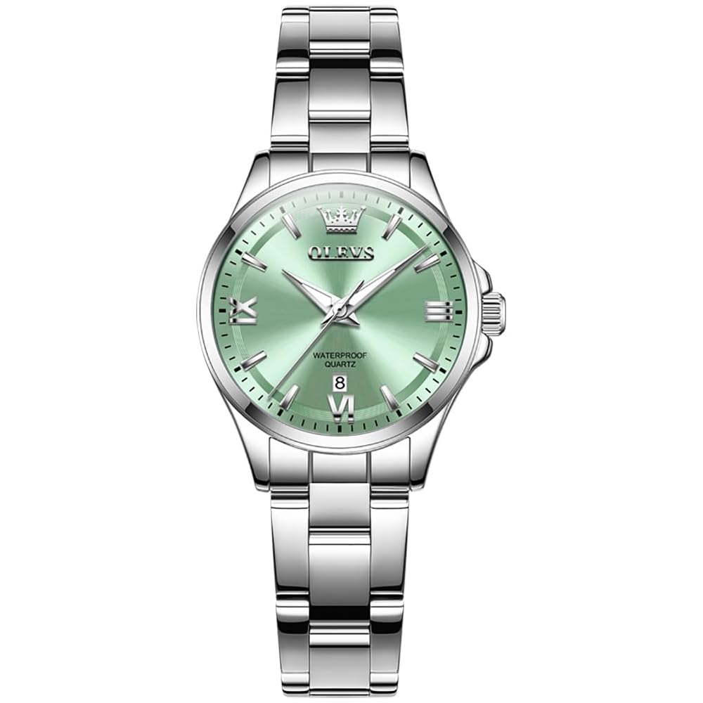 OLEVS Women s Quartz Watch Lightweight Waterproof Stainless Steel Luminous Blue Color