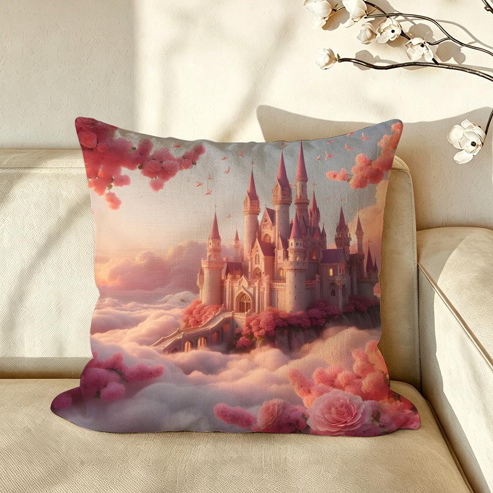 Art DDreamy CCastle Cushion Cover Pillow Case Antidustmite Pillowcase Silky Short Plush Sofa Cushion Cover hot