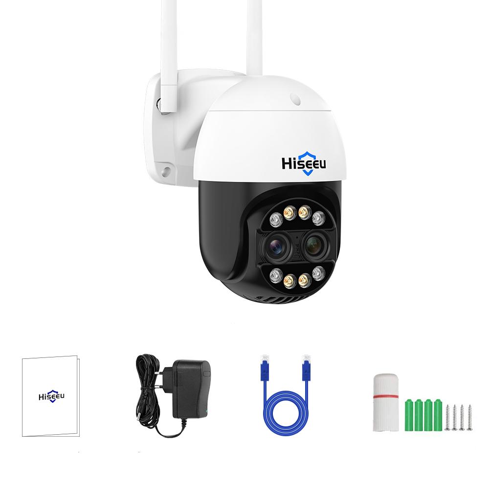 8MP Wireless Monitoring Camera Dual Lens Wall Mount Smart WiFi Camera IP66 2 Way Talk Motion Detection Wireless Security Camera