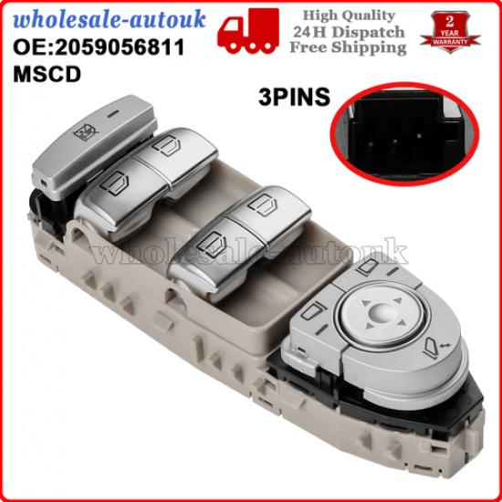 Front Driver Side Master Power Window Switch For Mercedes-Benz C300, C350e, C43