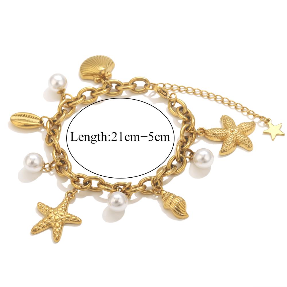 GIOIO Stainless Steel Starfish Seashell Bracelet Gold-Plated Pendant Bracelets For Women Jewelry Waterproof Trendy Jewelry Gift