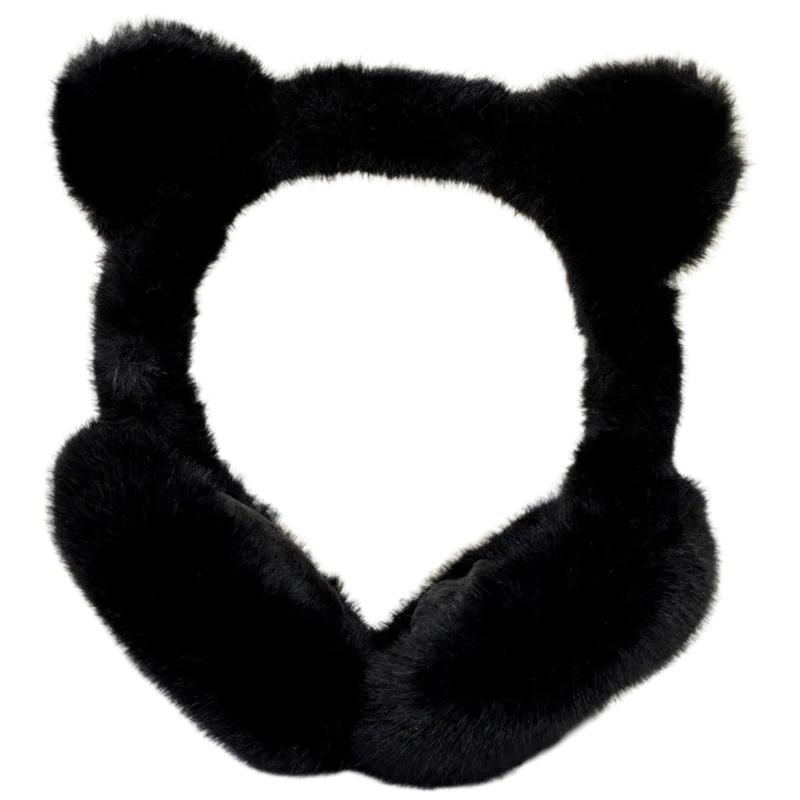

Пушистые плюшевые складные наушники для холодной погоды, для активного отдыха зимой, защита ушей, кошачьи ушки, защита ушей для студентов чёрный