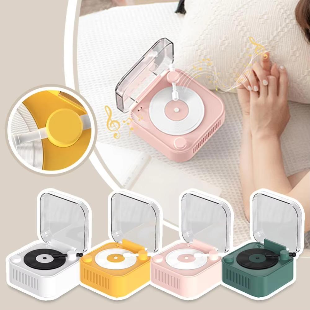 Bluetooth 5.0 Vintage Vinyl Record Speaker Stereo Sound Desktop Alarm Clock Speaker  Vintage Style