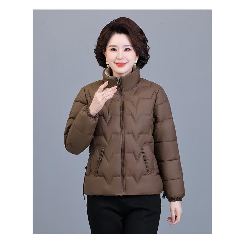Fashionable Thickened Winter Coat for Middle Aged Women Warm Loose Down Cotton Jacket Plus Size Slim Fit
