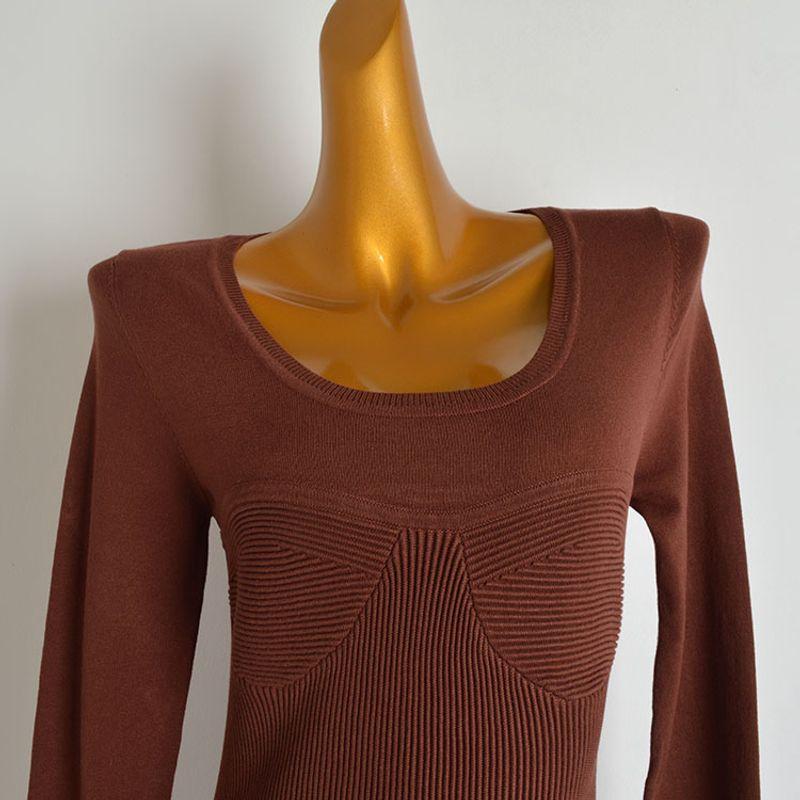 French Style New Arrival Pure Desire Sexy U-Neck Long-Sleeved Knitting Dress Women's Clothing Silm Slimming Hip Skirt