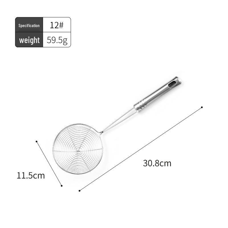 Stainless Steel Non-Magnetic Nine-Bead Handle Wire Skimmer and Ladle for Dumplings, Noodles, and Frying