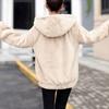 Fall Winter Women Jacket Thick Plush Solid Color Hooded Warm Windproof Soft