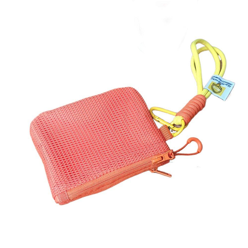 

Korean Style Mini Coin Purse Large Capacity Visible Makeup Pouch Mesh Storage Bag Travel Lanyard-Orange