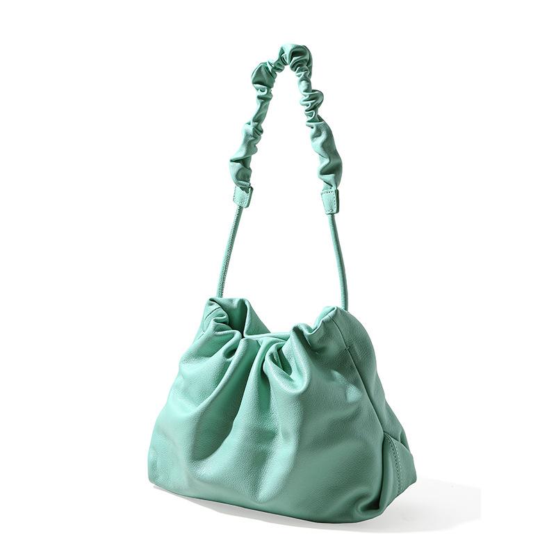 Premium leather women's bag designer new drawstring cloud bag simple wind messenger bag niche shoulder pleated bag
