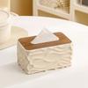 Artistic Ripples Effects Tissue Dispenser With Combination Of Wood And Plastic Materials Tissue Holder For Daily Use
