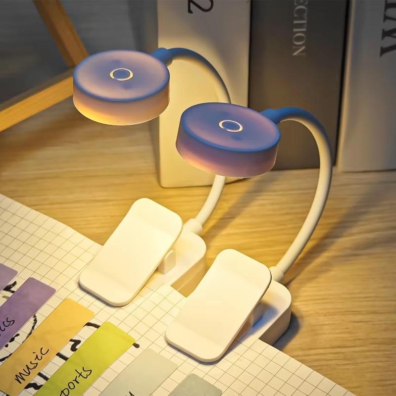 Led Clip On Book Light Portable Reading Light Type-C Rechargeable Eye Protection Stepless Dimmable Flexible Mini Desk Lamp