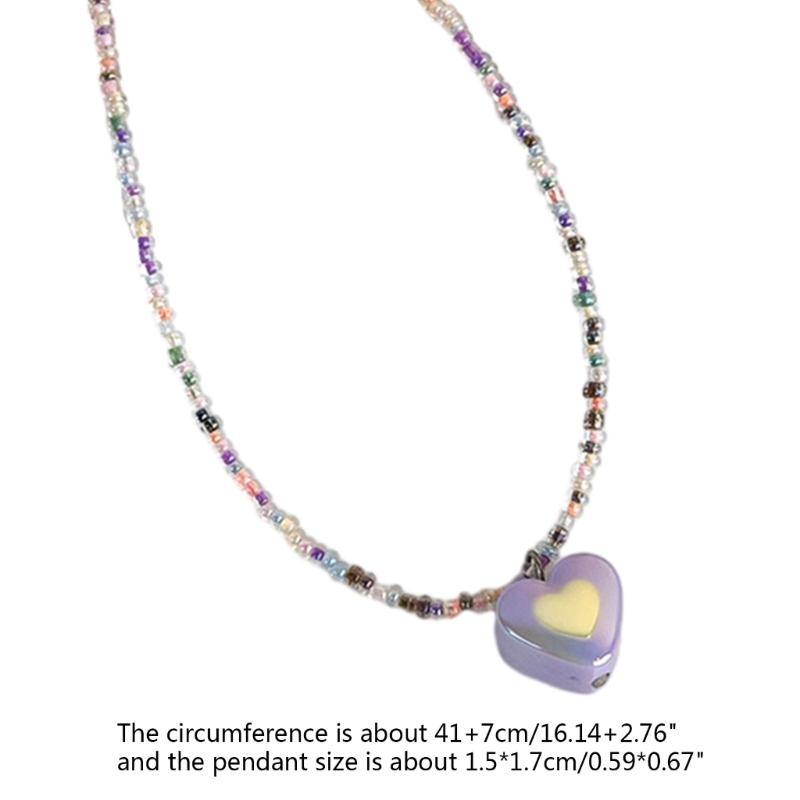 Acrylic Heart Beaded Necklaces Heart Pendant Choker  Beads Chokers Party Accessories Gift for Women Girlfriends