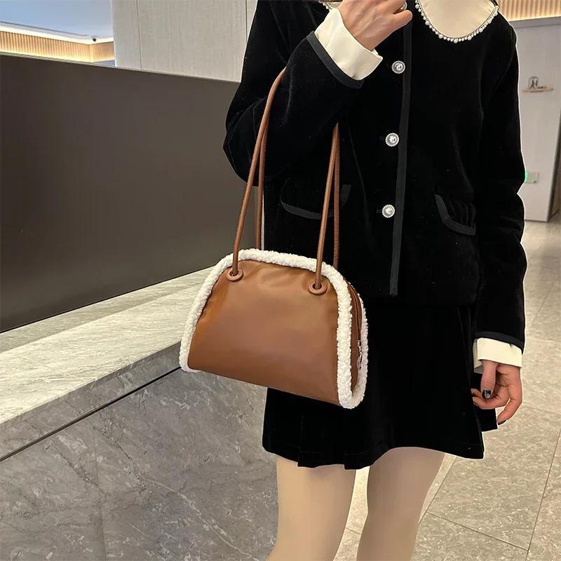 Women's PU zipper sewing line bags top handle tote bags solid casual high-quality bag high