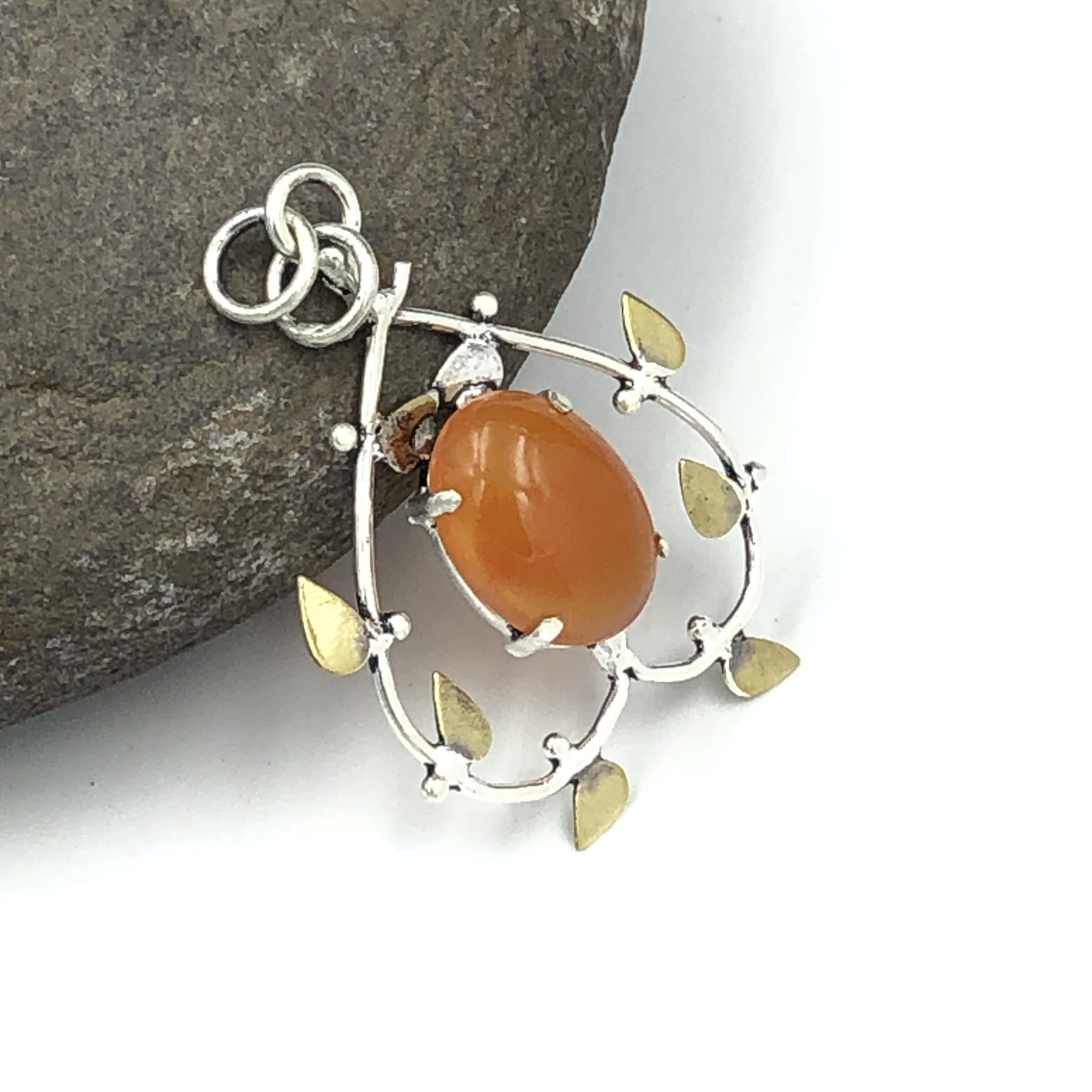 

Natural Carnelian Gemstone 925 Sterling Silver Jewelry Designer Pendant 1.7 AJP-61