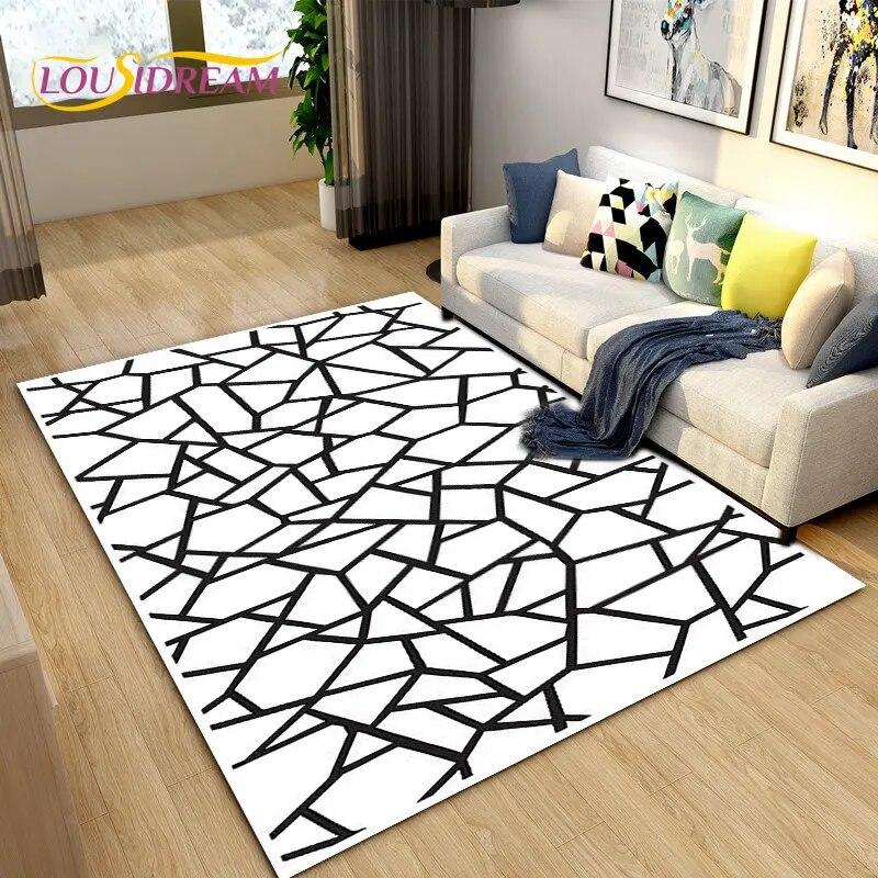 3D Geometric Lattice Pattern Area Rug,Carpet Rug for Living Room Bedroom Sofa Decoration,Kitchen Bath Doormat Non-slip Floor Mat
