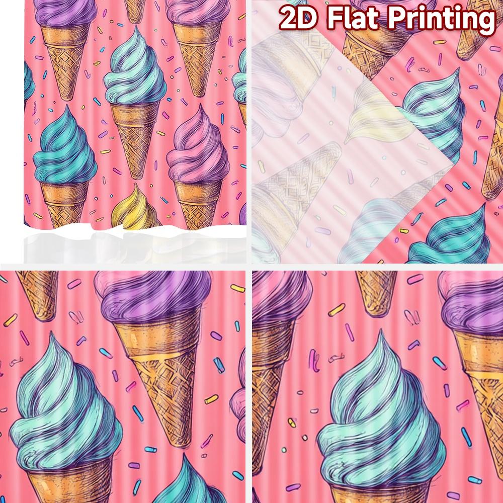 2D flat printing 2pcs Curtain Party Curtain Colorful Ice Cream Cones Digital Printed Polyester Drapes Family Party Decoration