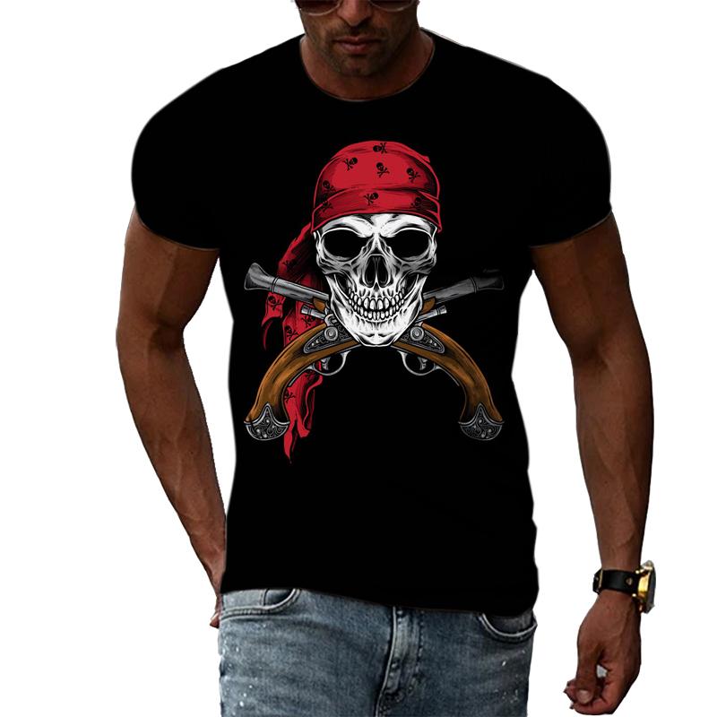 Sommermode Angst Totenköpfe Grafik Lässiges bedrucktes T-Shirt Hip Hip Harajuku Stil Rundhals Kurzarm Herren T-Shirts