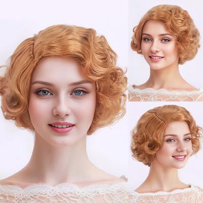 Synthetic Blonde Wig Short Curly Hair Wig for Women Natural Fluffy Hairstyle Ladies Cosplay Costume Halloween Party Use