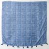 Four Seasons Cotton And Hemp Texture Scarf Small Fresh Green Blue Fish Scale Geometric Tassel Silk Scarf Shawl For Women