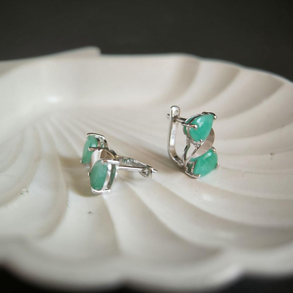Серебряные серьги с натуральным изумрудом 4.058ct (2180050)