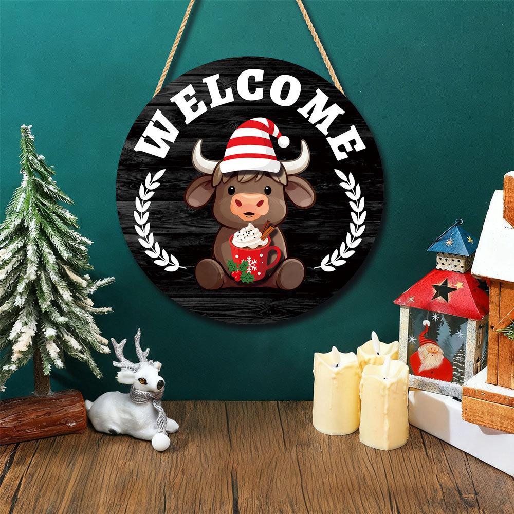 MZ982 3D Interchangeable Wooden Listing - Holiday Decoration DIY Cow Pendant with Changeable Outfits and Accessories