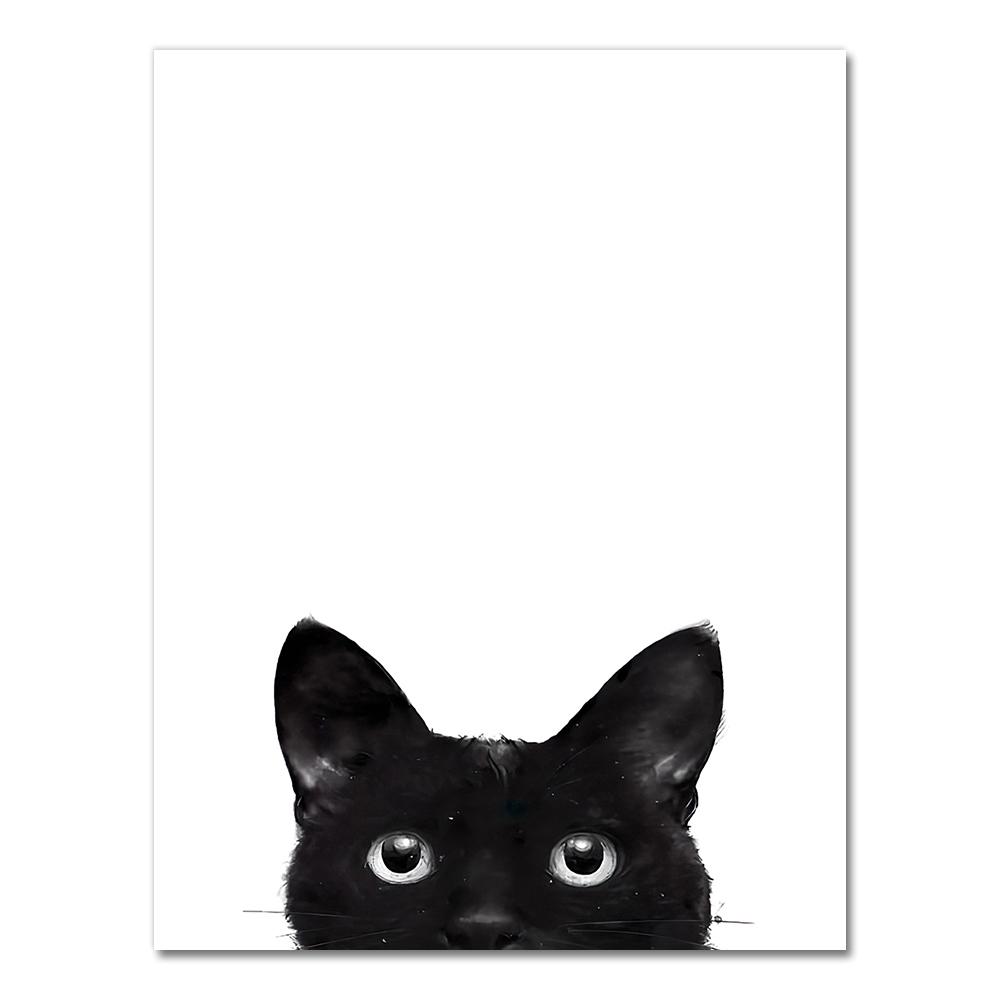 Funny Kitty Cat Black White Kids Nordic Posters And Prints Wall Art Canvas Painting Wall Pictures For Living Room Salon Decor