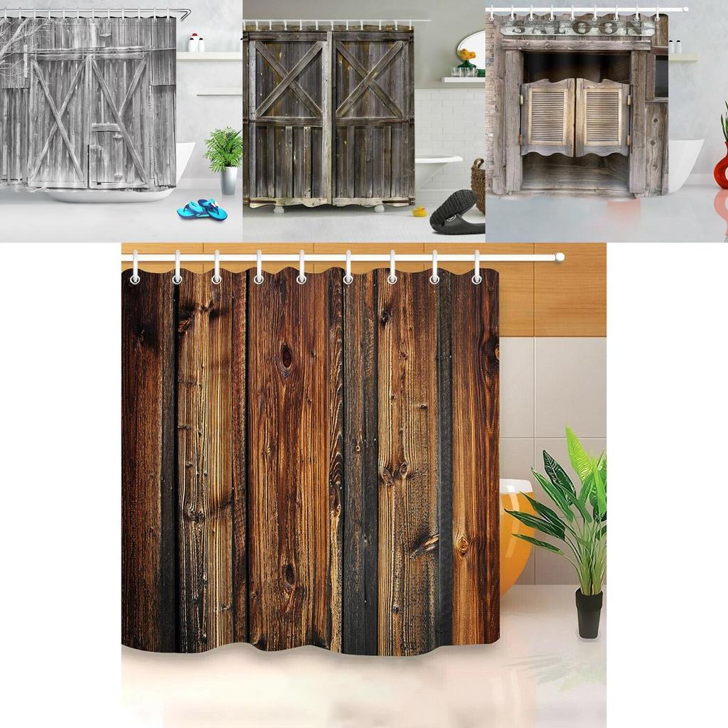 Waterproof Mildewproof 3d Print Rustic Wood Shower Curtain Set Ideal For Any Bathroom