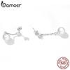 Bamoer Genuine 925 Sterling Silver Simple Shell Bead Drop Earrings for Women & Pearl Bracelet Fine Jewelry Wedding Wear Gift