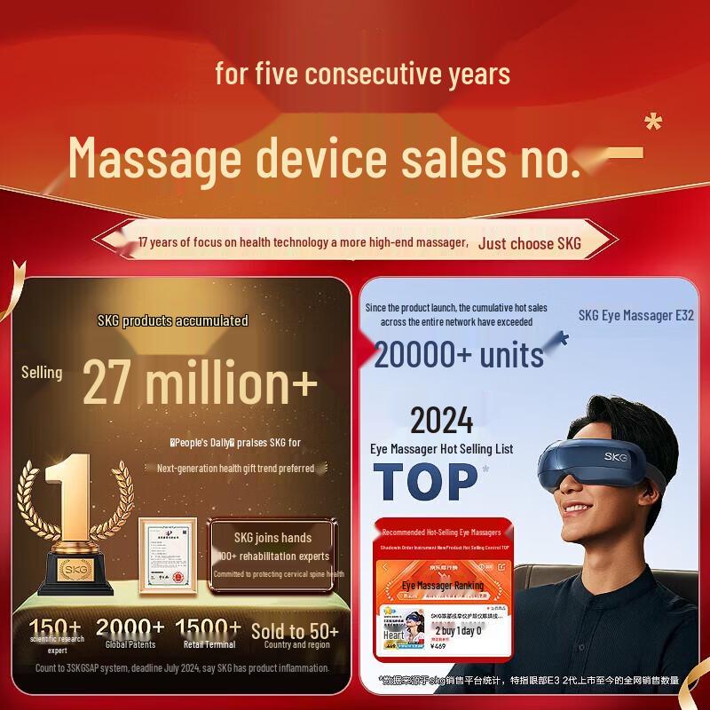 SKG E3 Upgraded Eye Massager with Heat and Bluetooth Music CN Plug (adapter Included)