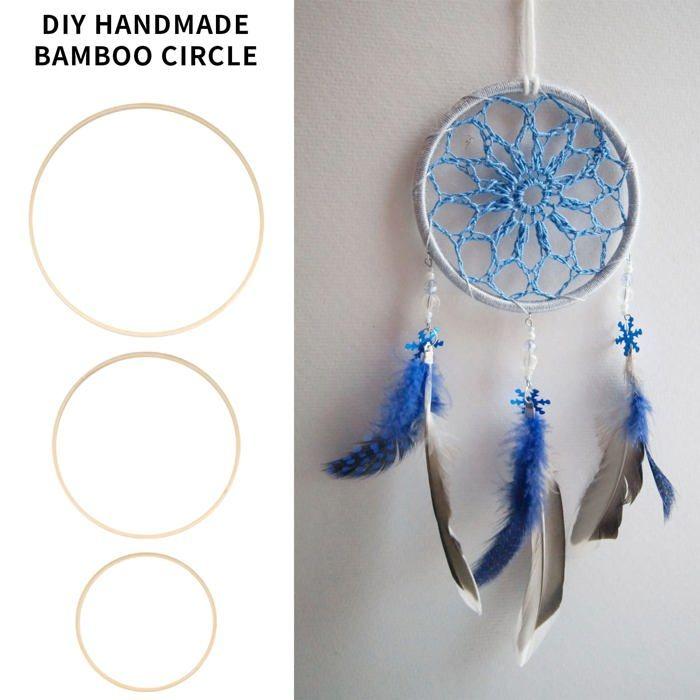 Attrape-rêves - bigemai - Modèle 12 - 12 anneaux en bambou - 15/20/25 cm - Idéal pour DIY
