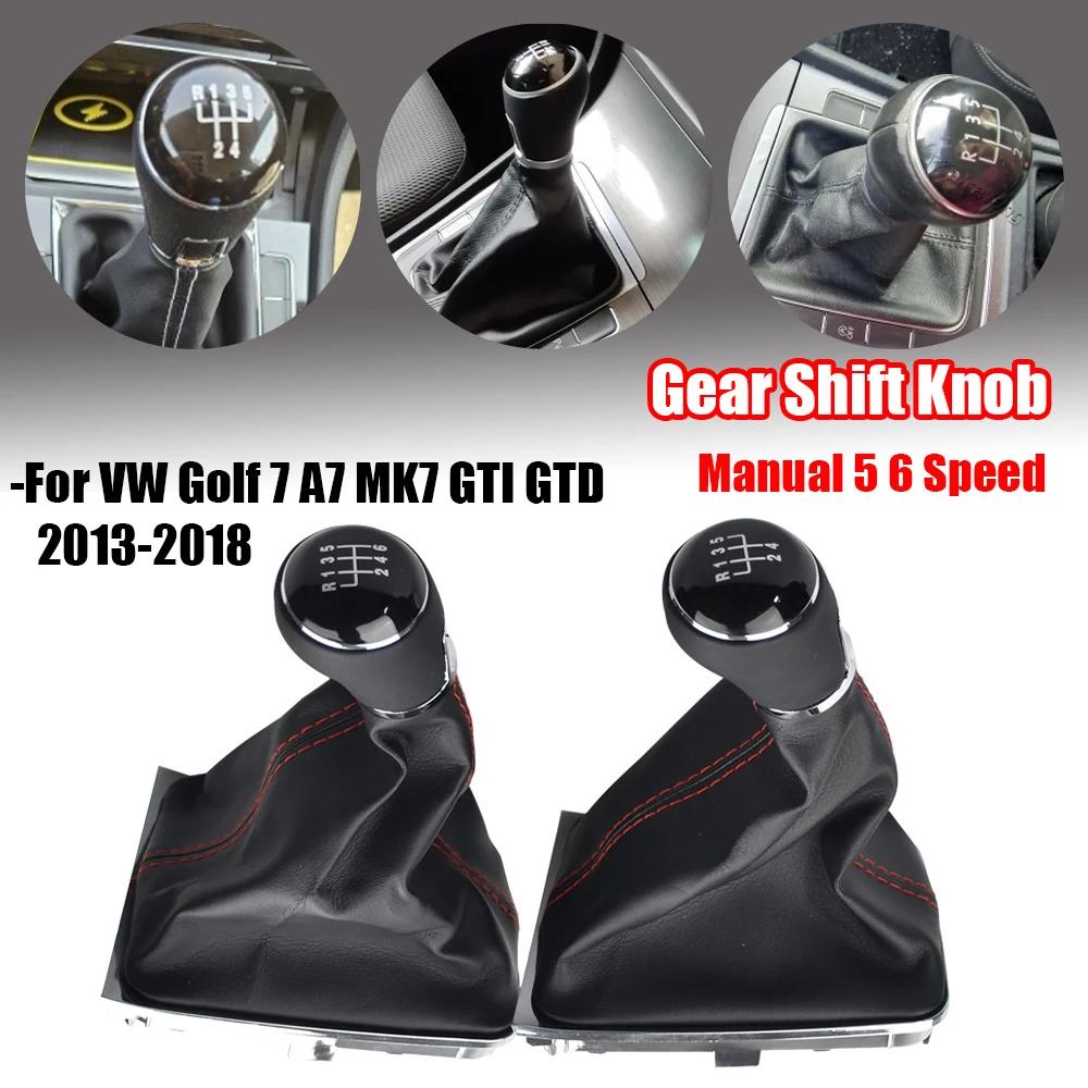 5/6 Speed Manual Stick Gear Shift Knob For VW Golf 7 A7 MK7 GTI GTD 2013 2014 2015 2016 2017 2018 With Black Boot Cover