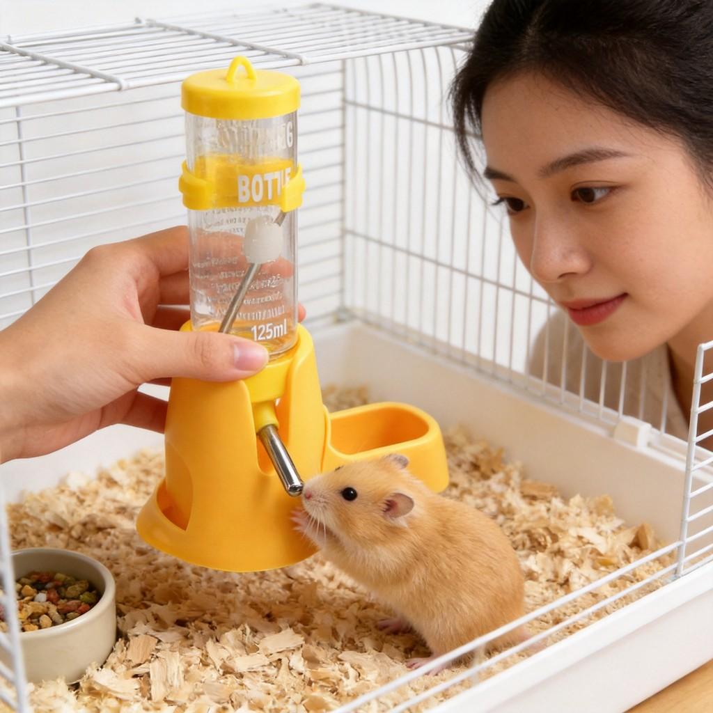 Hamster Water Bottle With Steel Ball Valve Leakproof Drinking Dispenser For Small Pets