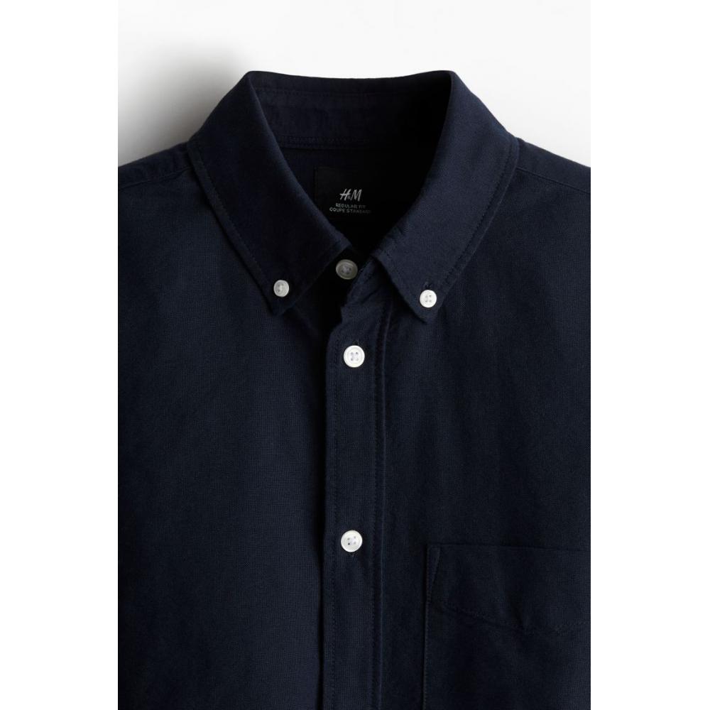 H M Regular Fit Oxford sHirt Navy Blue