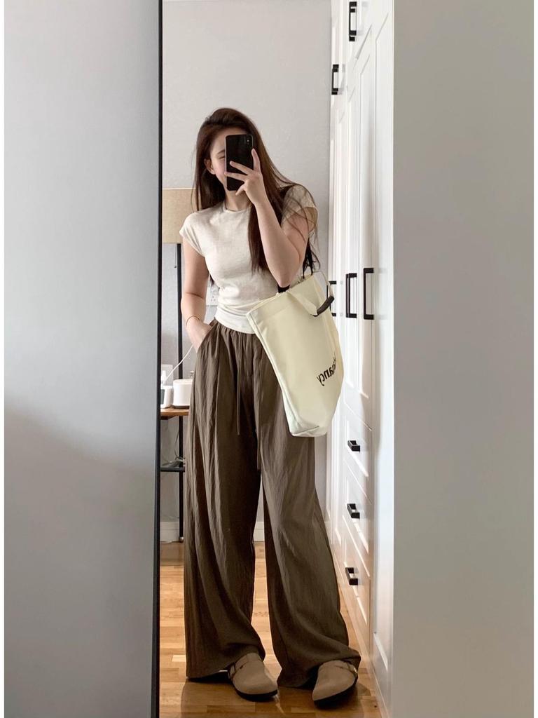 Air Yamamoto Women's High-Waisted Wide-Leg Pants: Stylish, Lightweight, Slimming, Casual Summer Wear 2025